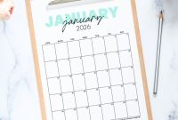 Cute 2026 Monthly Calendar Printable January to December PDFs
