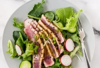Seared Ahi Tuna Salad with Sesame Ginger Dressing