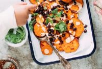Loaded Sweet Potato Nachos with 3-Ingredient Cheese Sauce