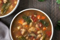 Chicken Sausage White Bean Soup with Escarole