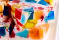 Stained Glass Jello Dessert with Creamy Gelatin