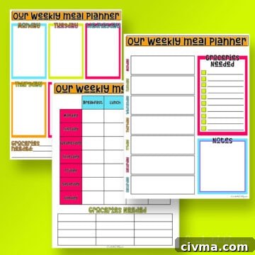 3 meal planning templates.