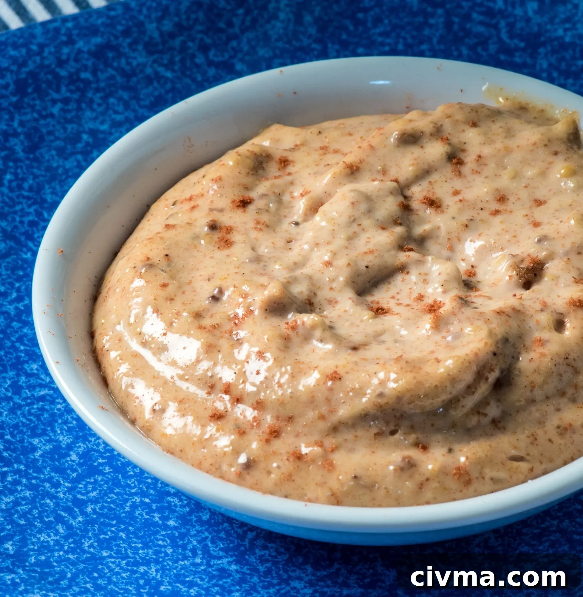 Low Carb Remoulade Sauce served on a blue plate