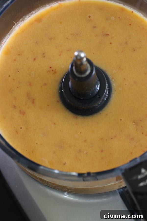 Peach sorbet base mixture ready to be chilled