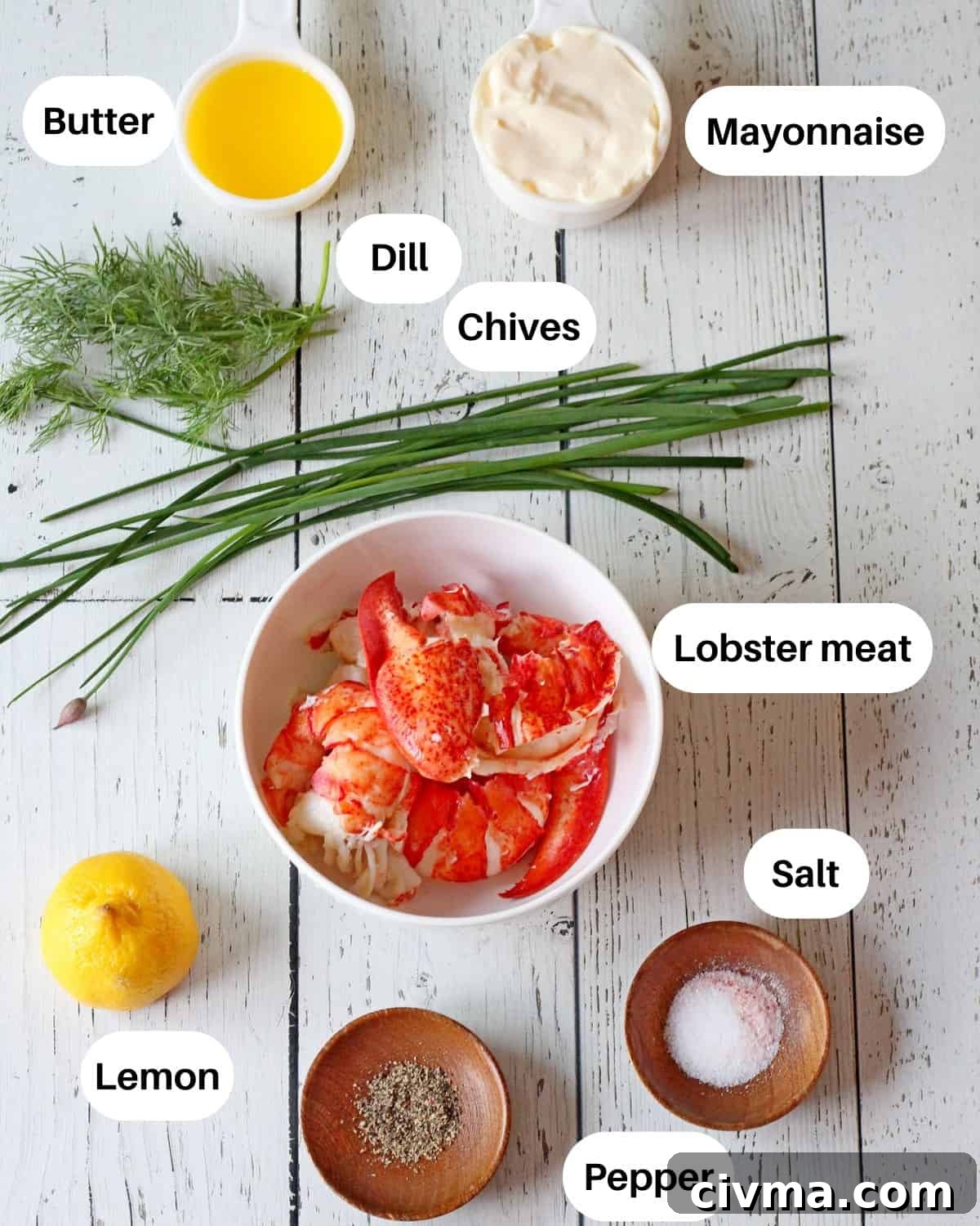 Ingredients for lobster rolls