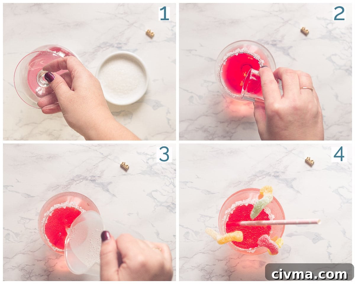 4 steps collage preparation Halloween Cocktail with Passoa