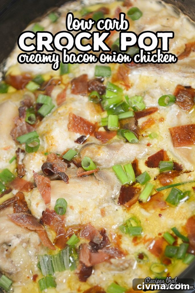 Creamy low carb crock pot chicken with bacon and green onions