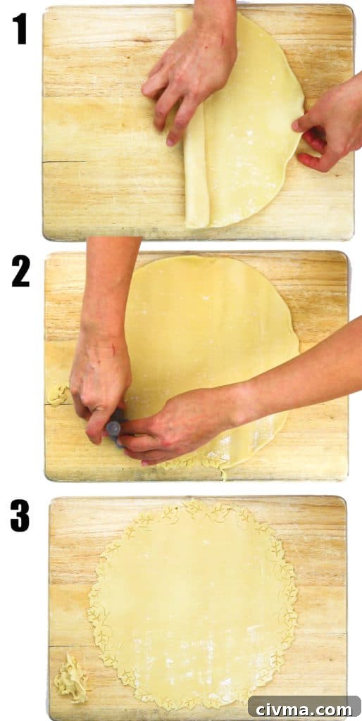 pie crust with leaf cutouts