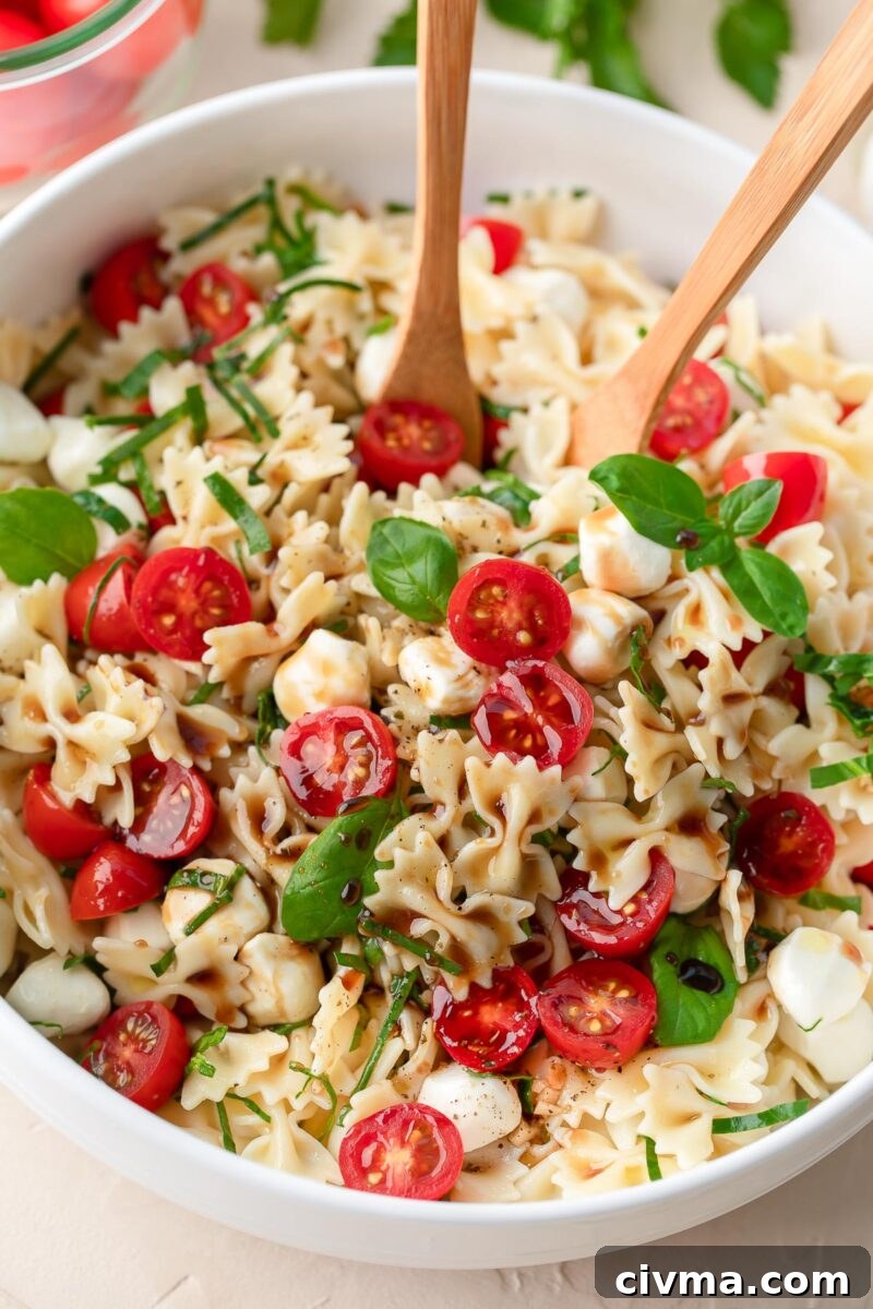 Caprese Pasta Salad with Basil and Balsamic Dressing
