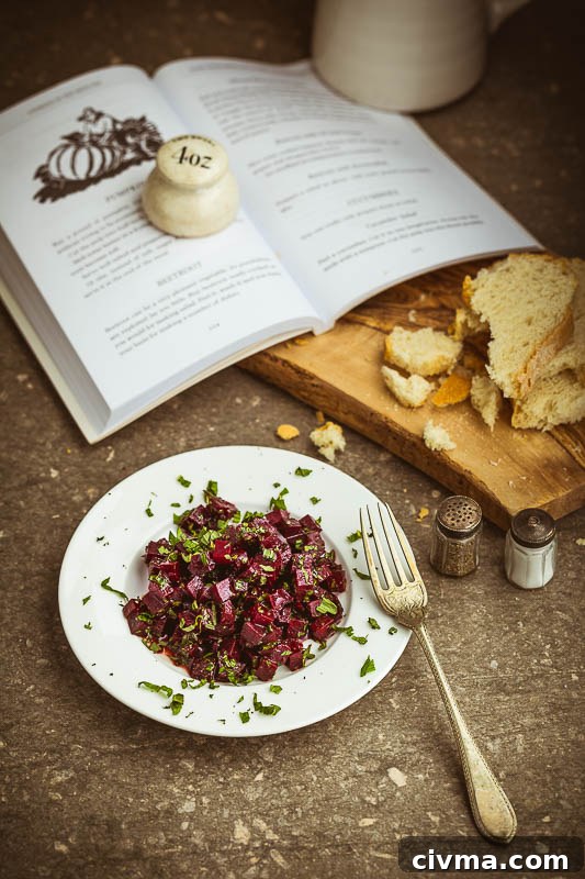 A simple beetroot and mint salad with pomegranate dressing, made with a few ingredients and ready in minutes.