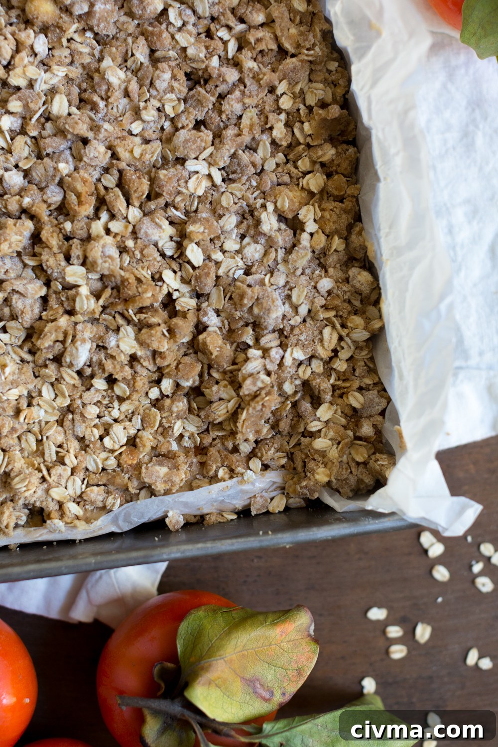 Persimmon Cranberry Crumb Cake pre bake