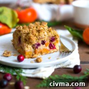 Persimmon Cranberry Oat Crumb Cake