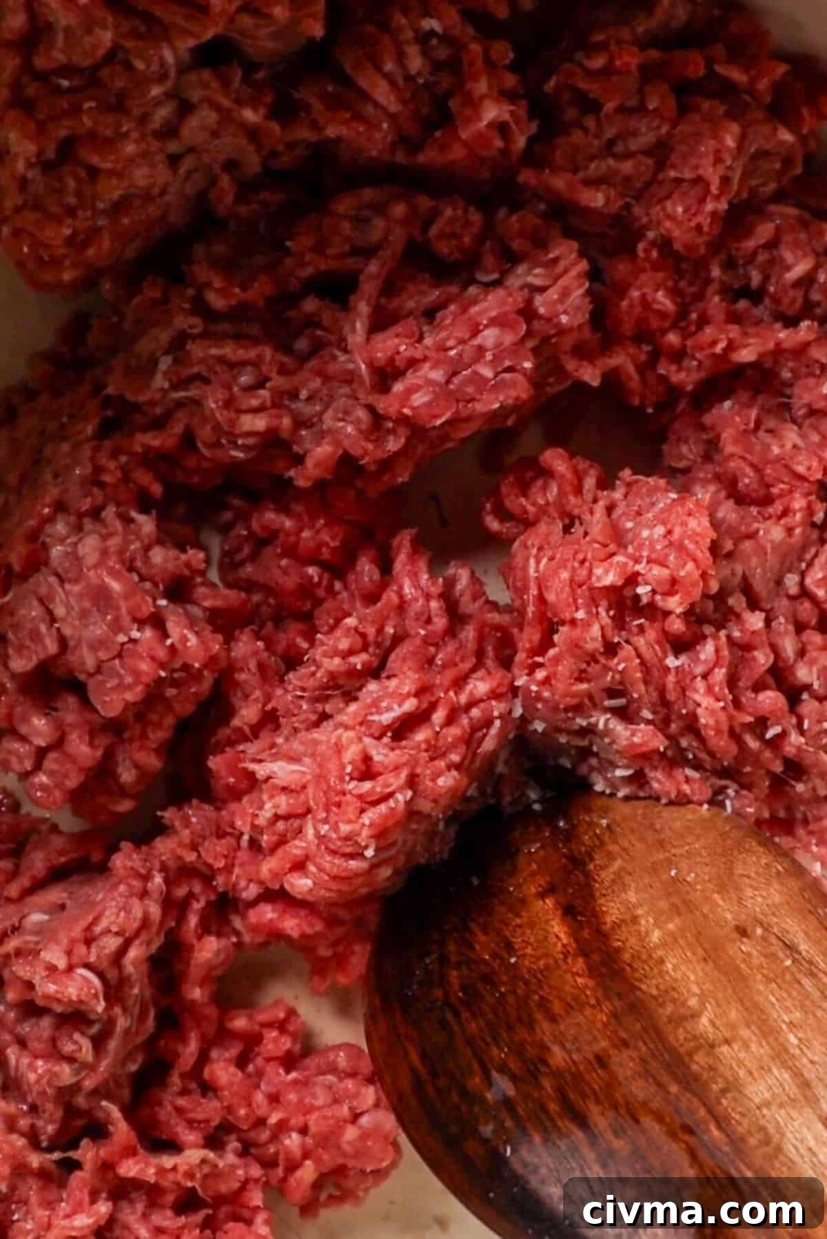 raw ground beef in pot