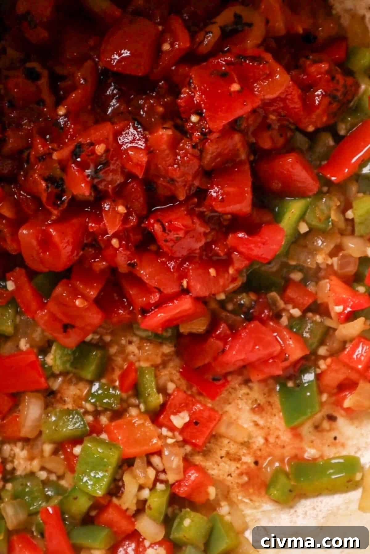sauteed bell peppers onions and tomatoes