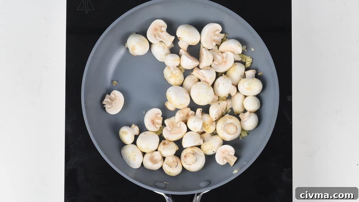 Cooking mushrooms for Beef Bourguignon