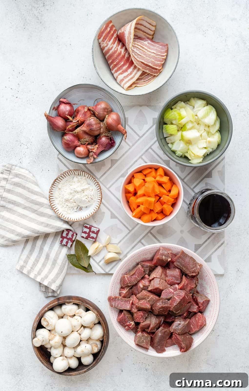 Ingredients for Beef Bourguignon