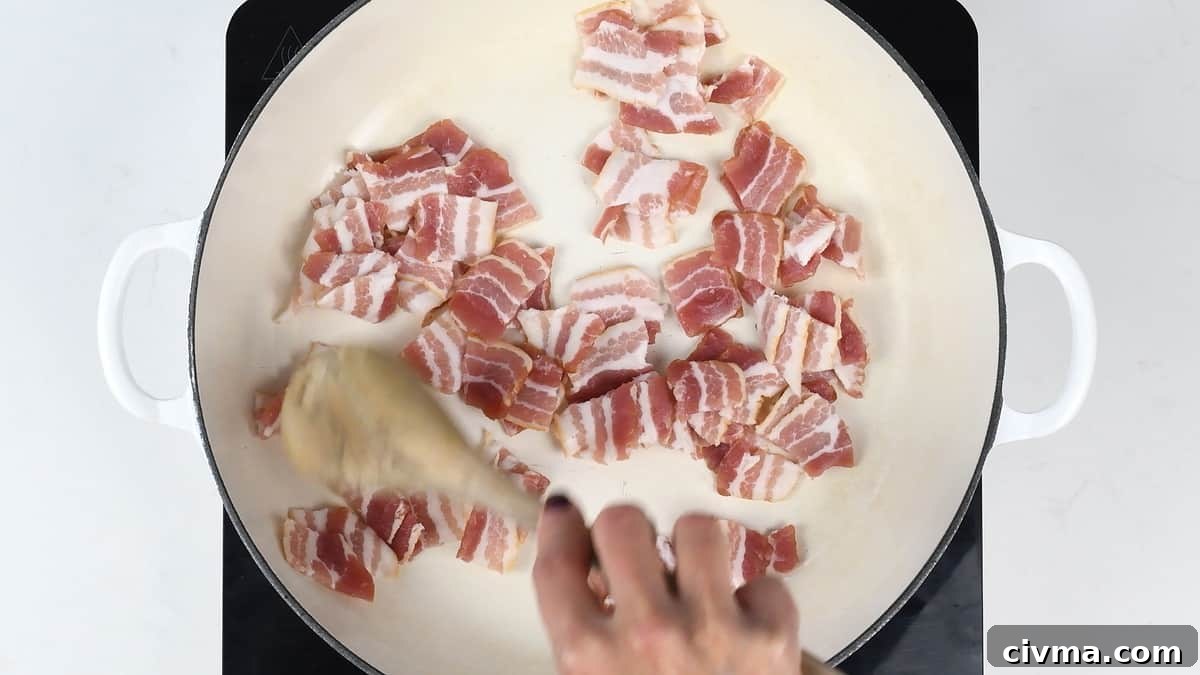 Pan frying bacon