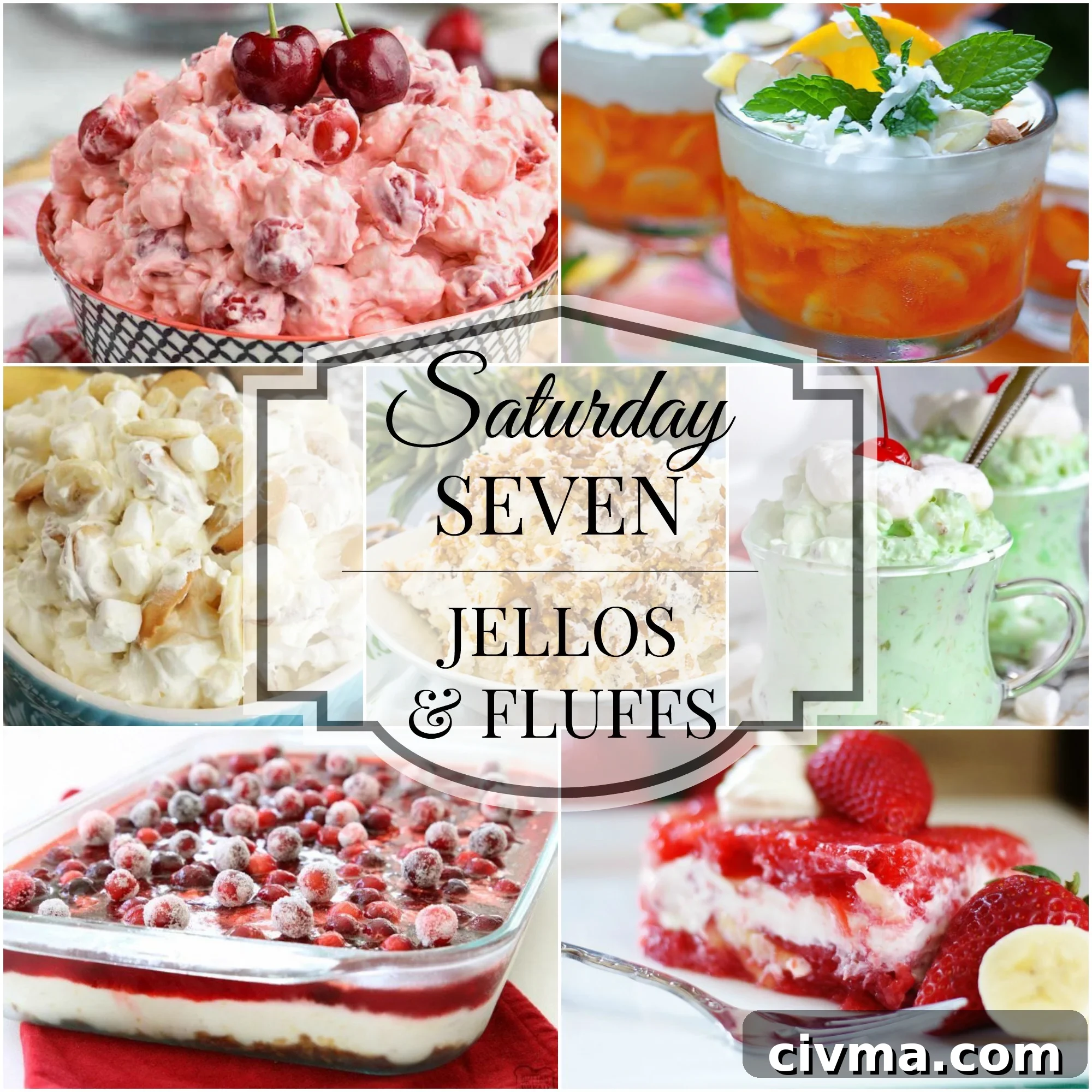 Saturday 7 Jello & Fluff Salads Title Collage