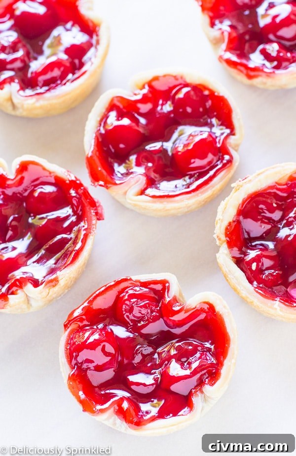 mini cherry pies spread out