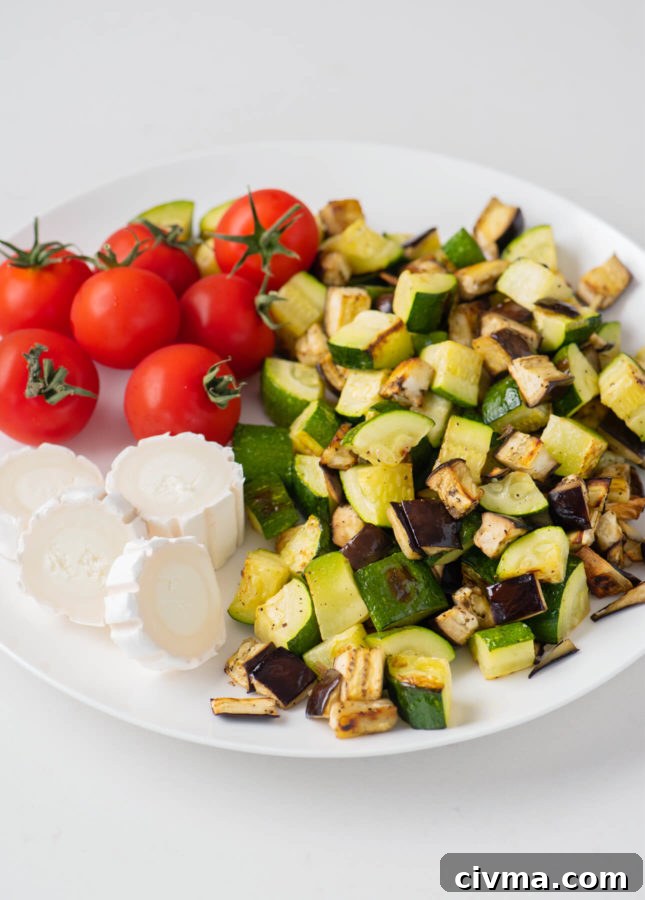 Savory Clafoutis with Summer Vegetables and Goat Cheese
