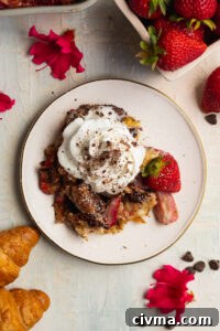 Chocolate Strawberry Croissant French Toast Bake