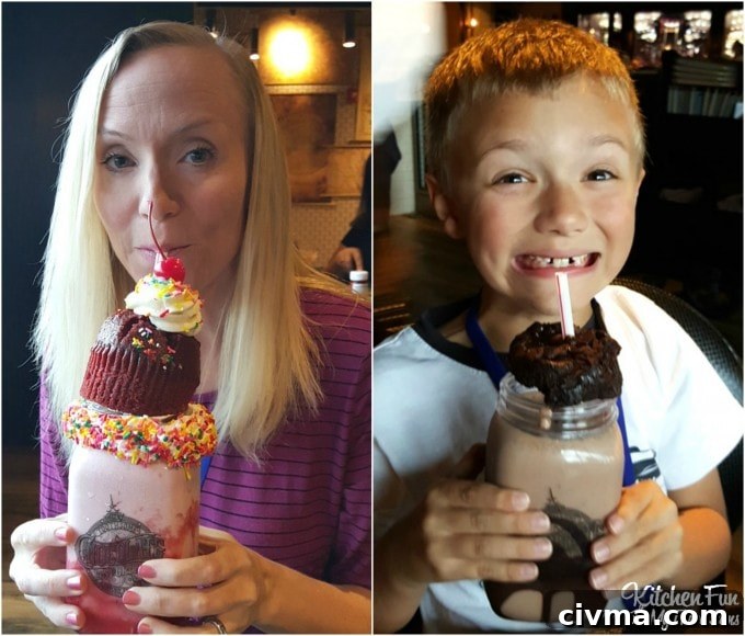 Family enjoying milkshakes at Universal Orlando
