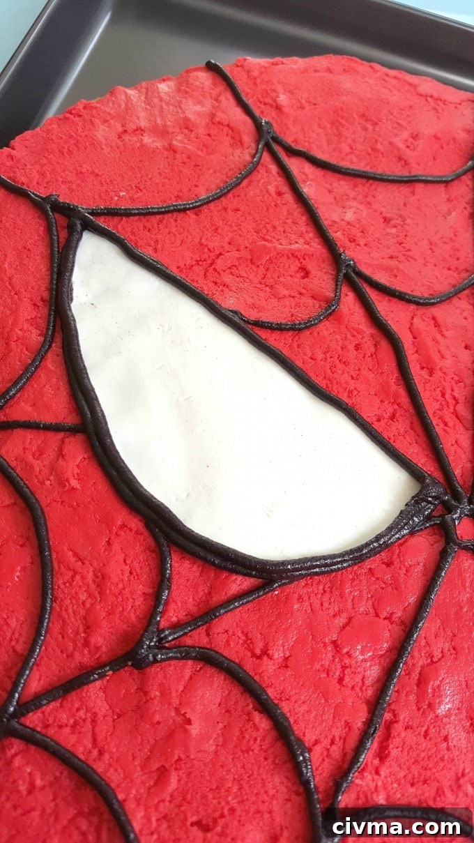 Close-up of Spider-Man Cookie Cake eyes