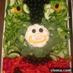 Percy the Train veggie tray made with fresh vegetables