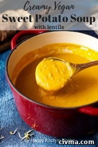 Finished creamy sweet potato lentil soup