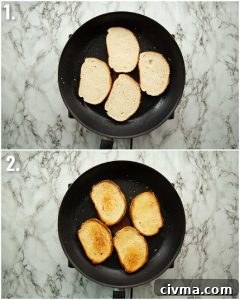 2 step by step photos showing how to fry bread