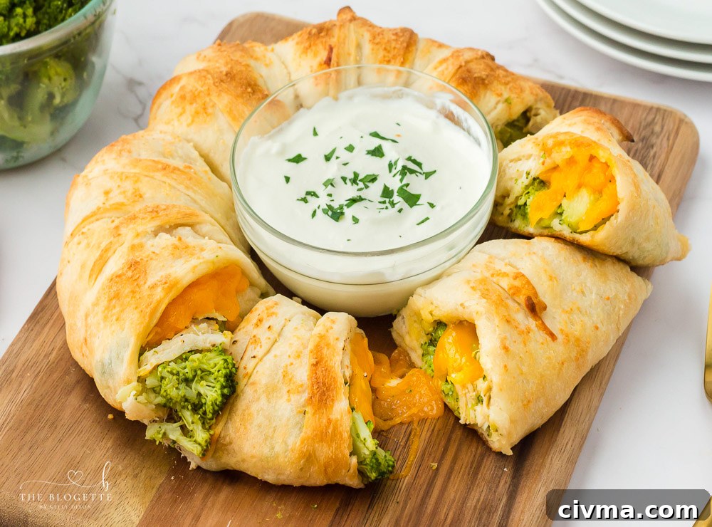 Cheesy Chicken Broccoli Crescent Ring 2 Cheesy Chicken and Broccoli Ring made with pizza dough, chicken, broccoli, and cheddar cheese