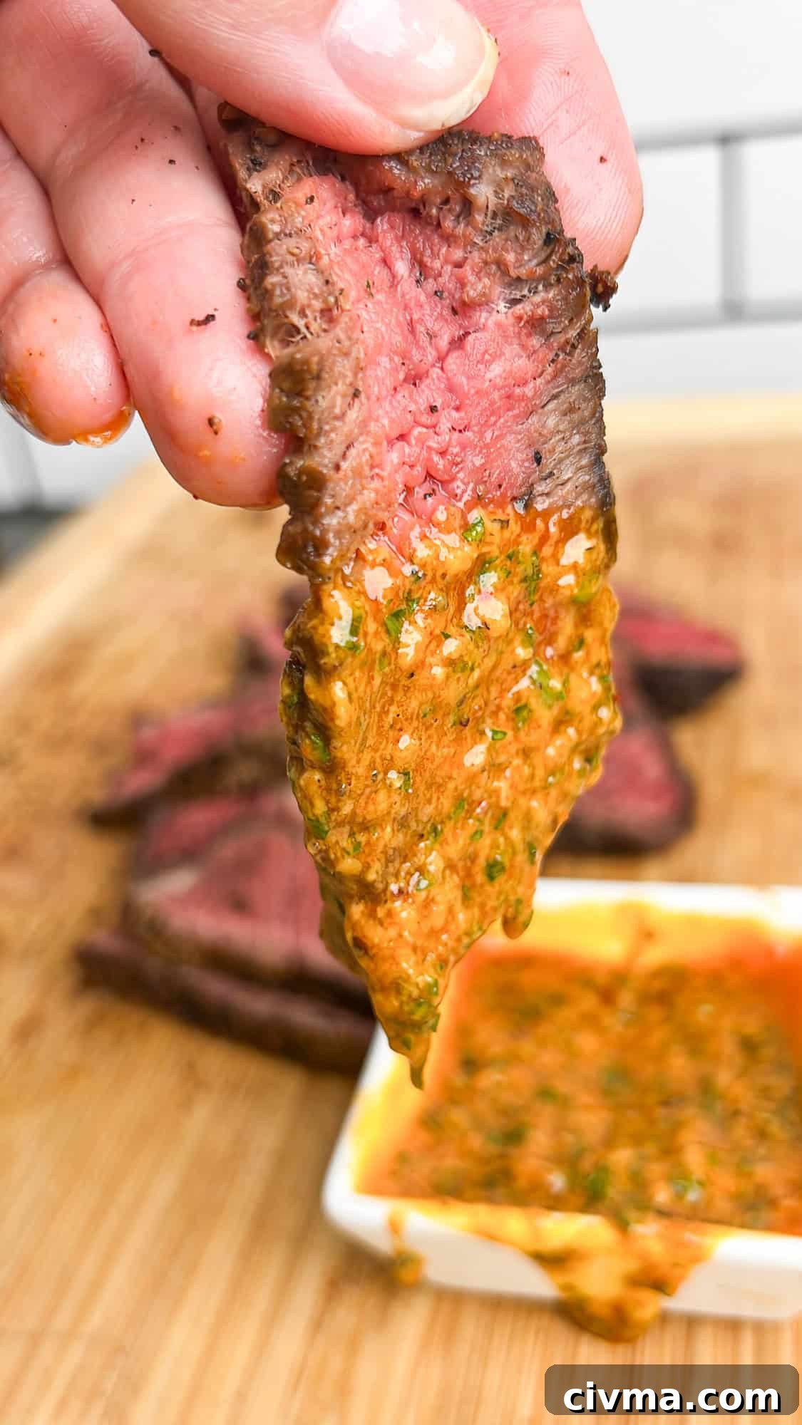 steak dipping in cowboy butter