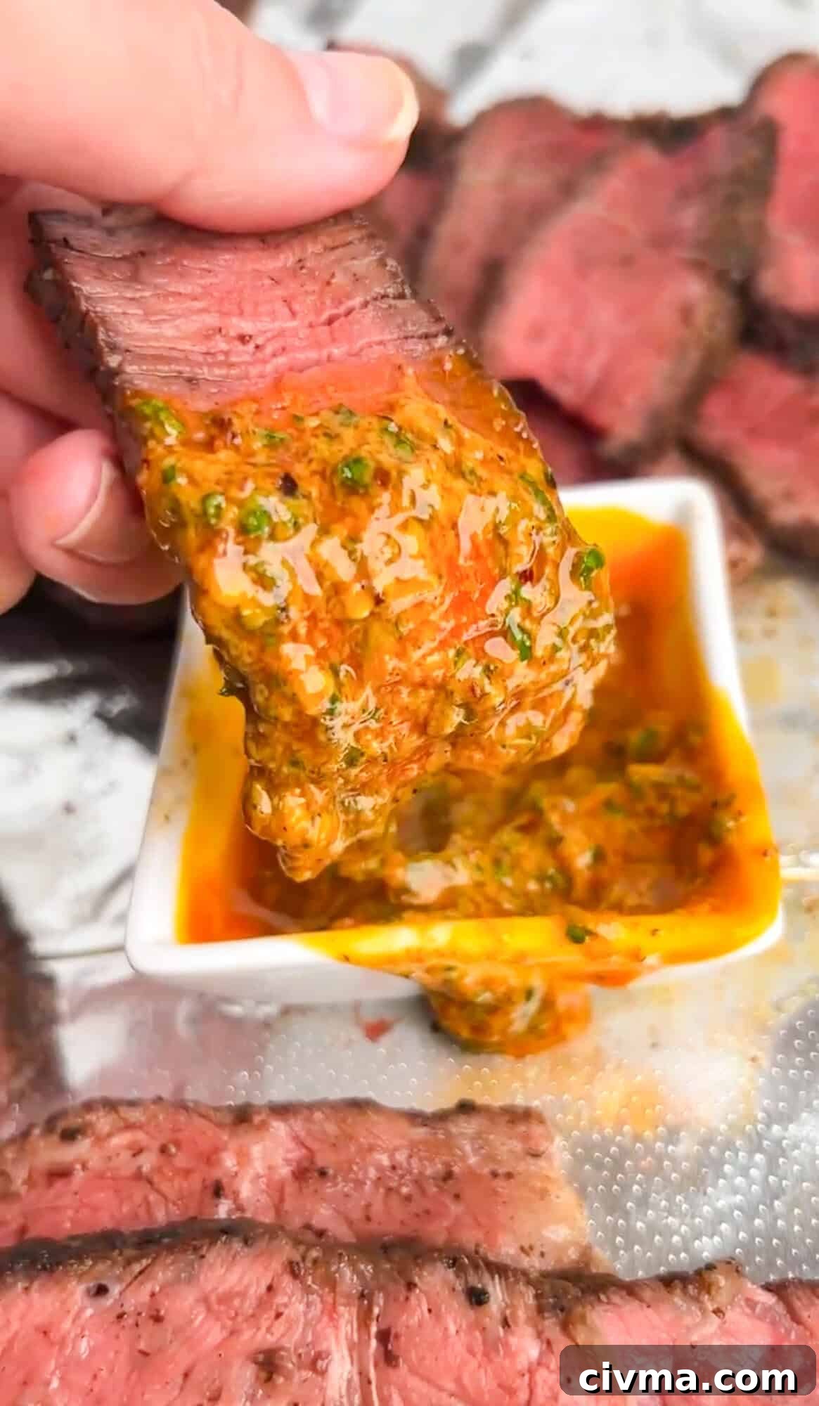 steak dipping into cowboy butter