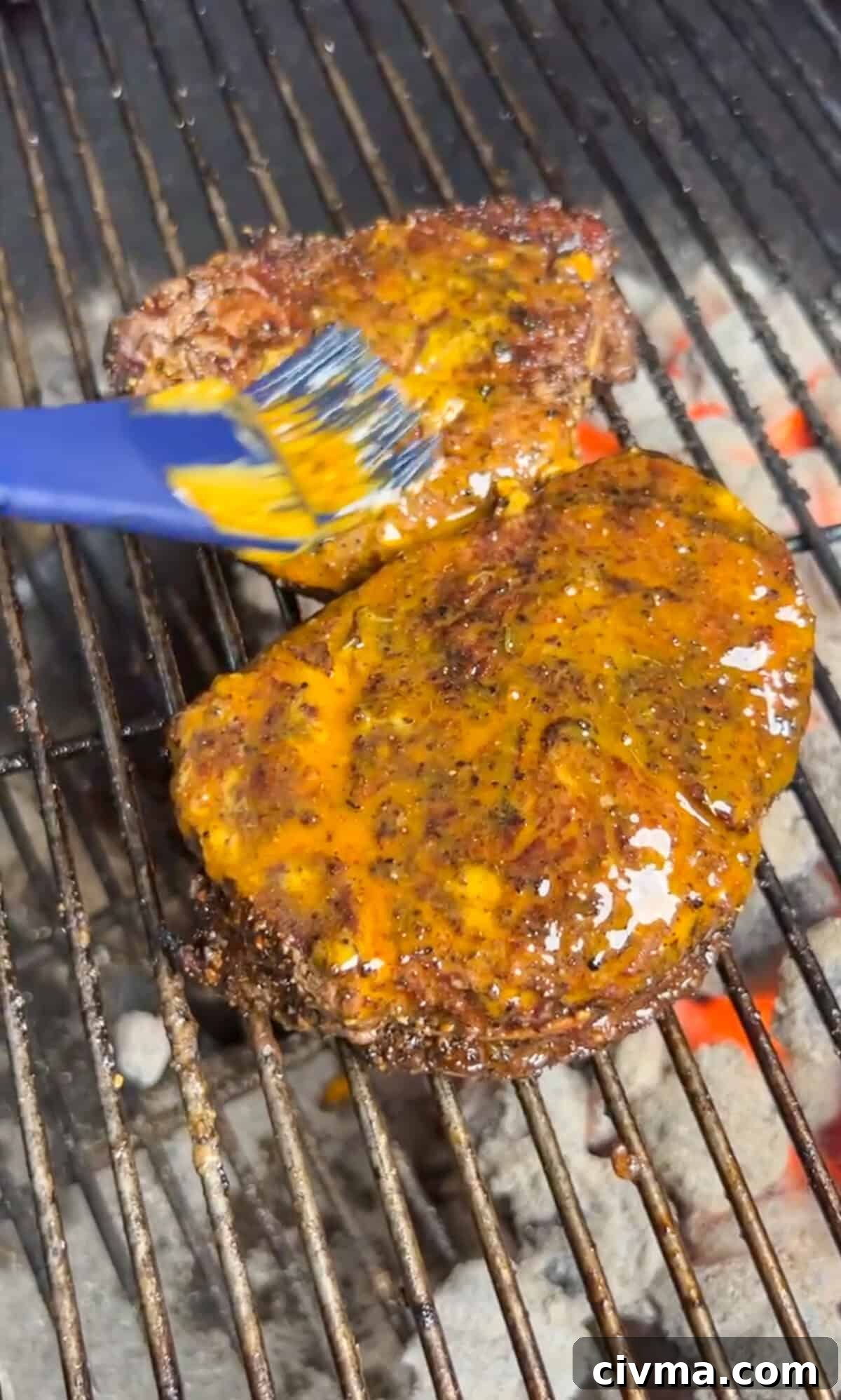 steak being smothered with cowboy butter