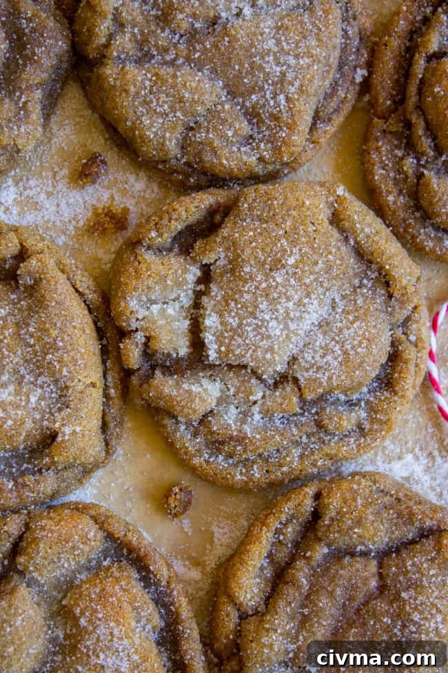 Soft sugary molasses cookies on a baking sheet with red and white twine.
