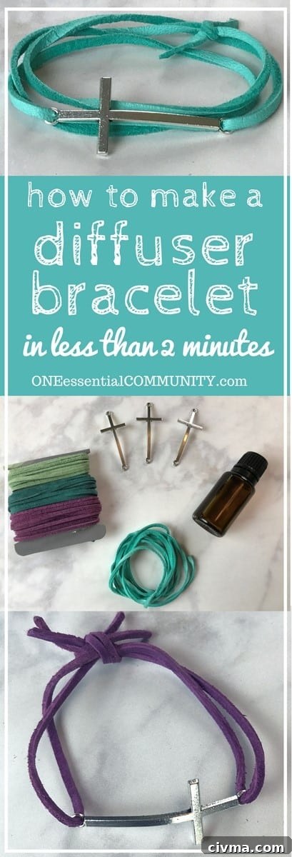 Make your own DIY essential oil diffuser bracelet with just a couple of supplies, less than 2 minutes to make, and no special craft skills needed. Fun for a girls night or make & take class. Plus there are lots of ideas for how to customize the scent of your diffuser bracelet to suit your mood: energizing to wake you up, lift your spirits, calm & relax, focus & concentrate, support immune system, and rev up your libido.