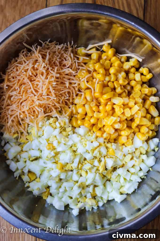 Unique Egg Salad with Corn, Cheese and Smoked Paprika
