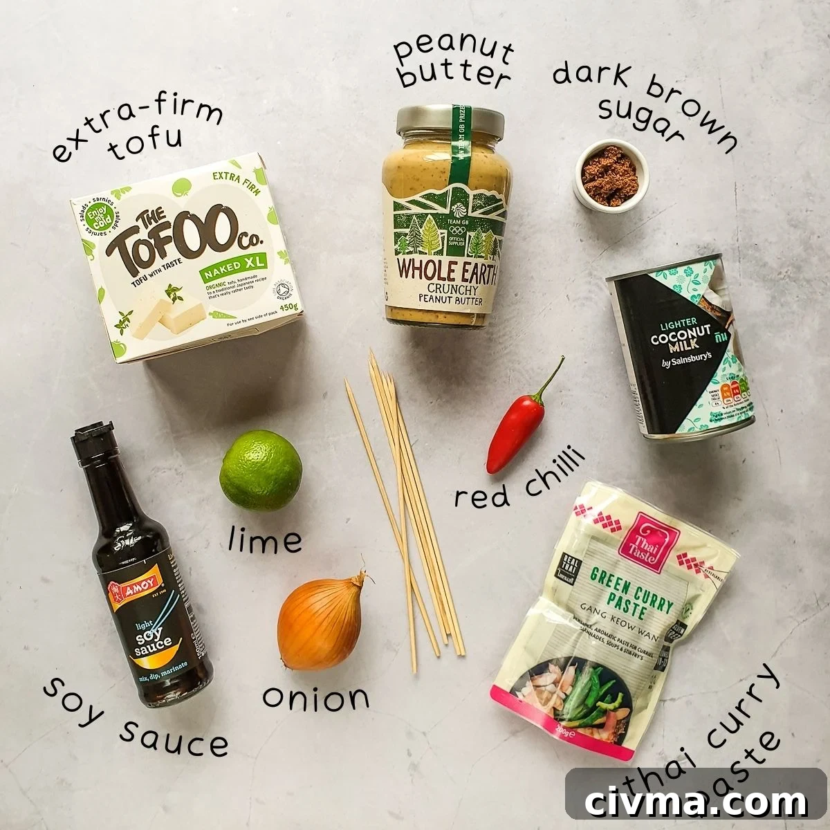 Ingredients for Satay Tofu
