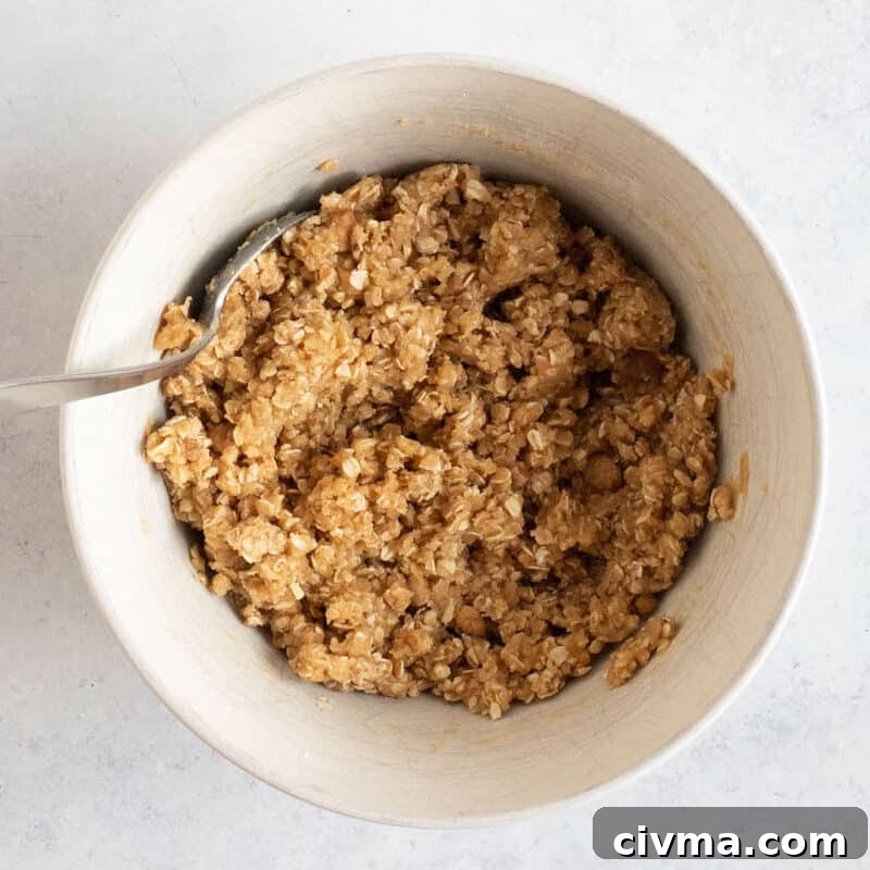 Crumble topping in a bowl.