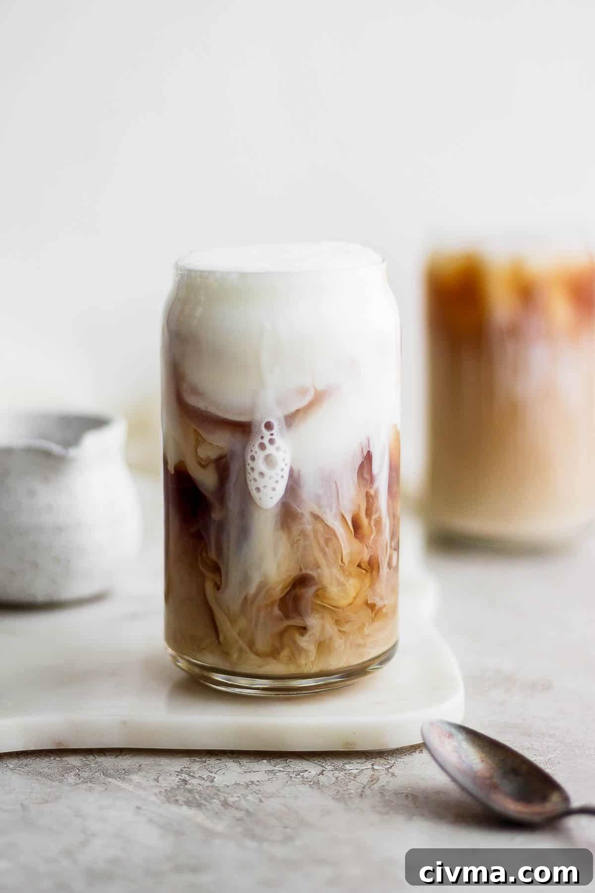 Iced london fog in a glass.