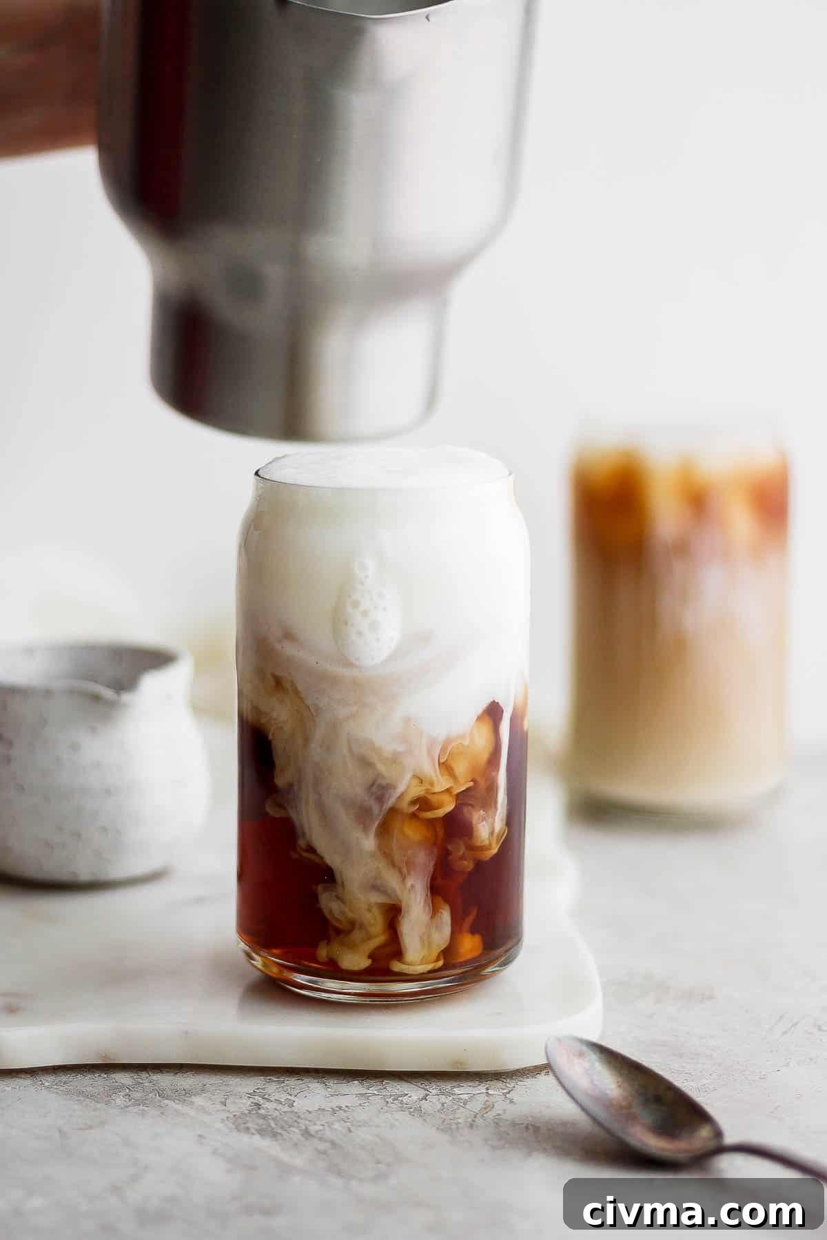 Iced london fog in a glass.
