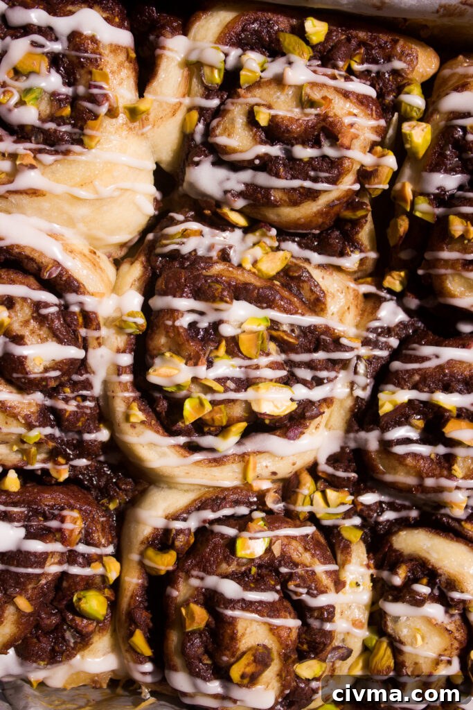 Finished pistachio chocolate rolls