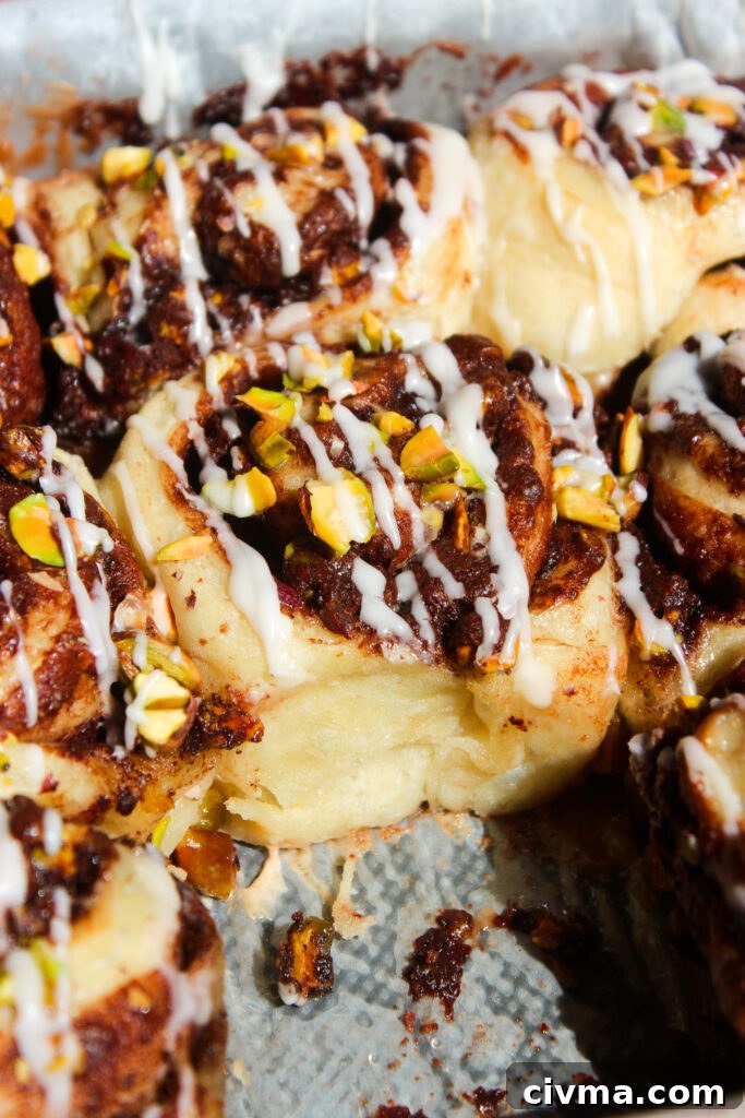 Pistachio chocolate rolls on a plate