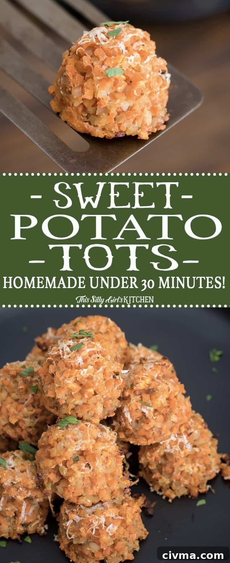 Final plated sweet potato tots