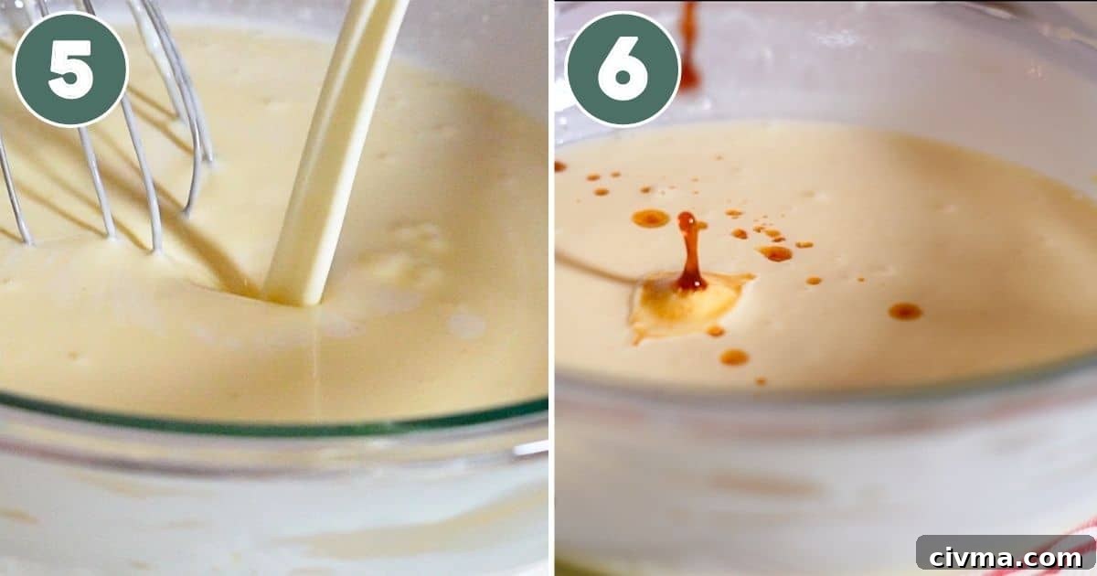 Basque Burnt Cheesecake Recipe 8 steps 5 and 6 of making Basque cheesecake