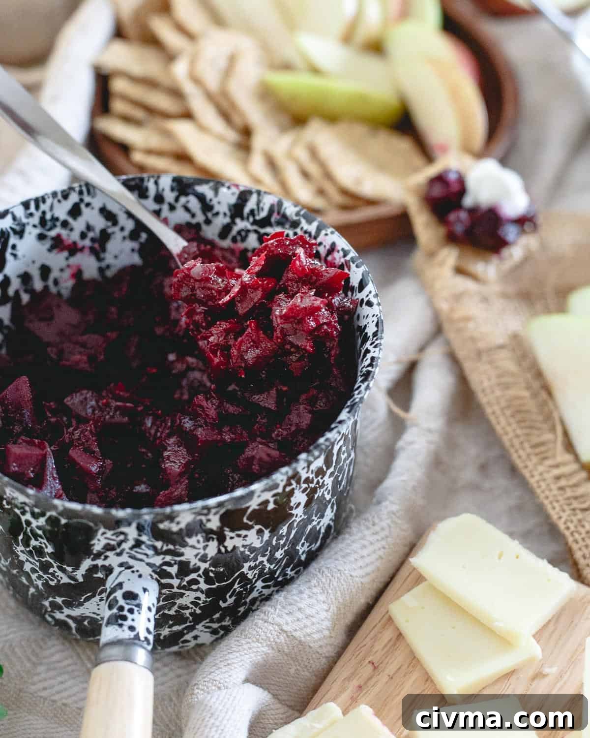 This beet apple chutney can be used in an appetizer spread, on your favorite meat or even in your bowl of yogurt!