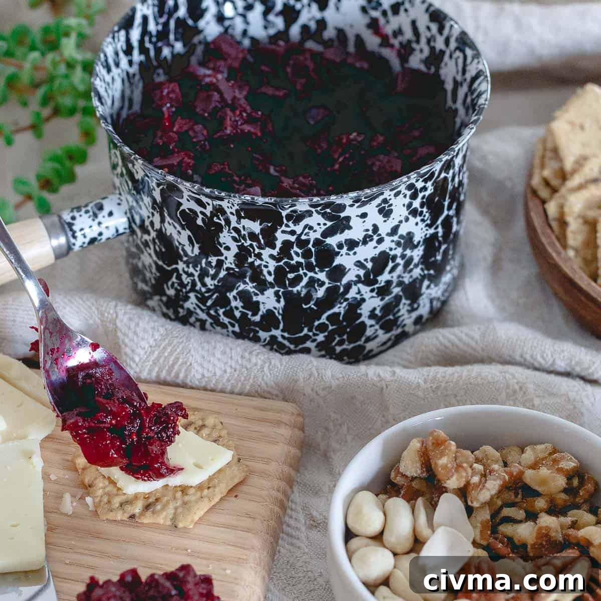 Orange and warm winter spices make this beet apple chutney a delicious addition to any appetizer spread.