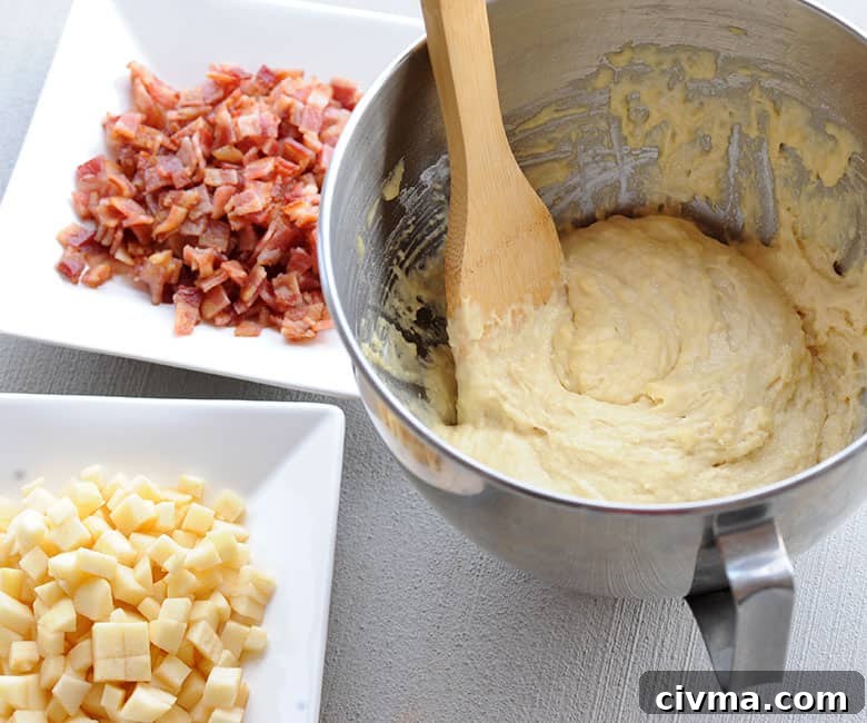 bacon apple fritter batter, apples and bacon