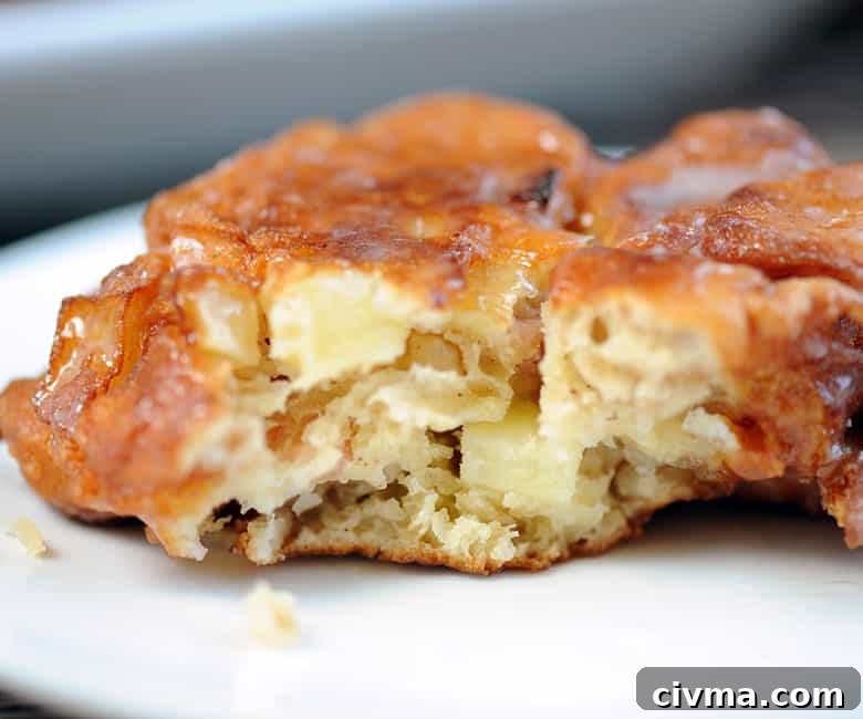 tender inside of bacon apple fritter