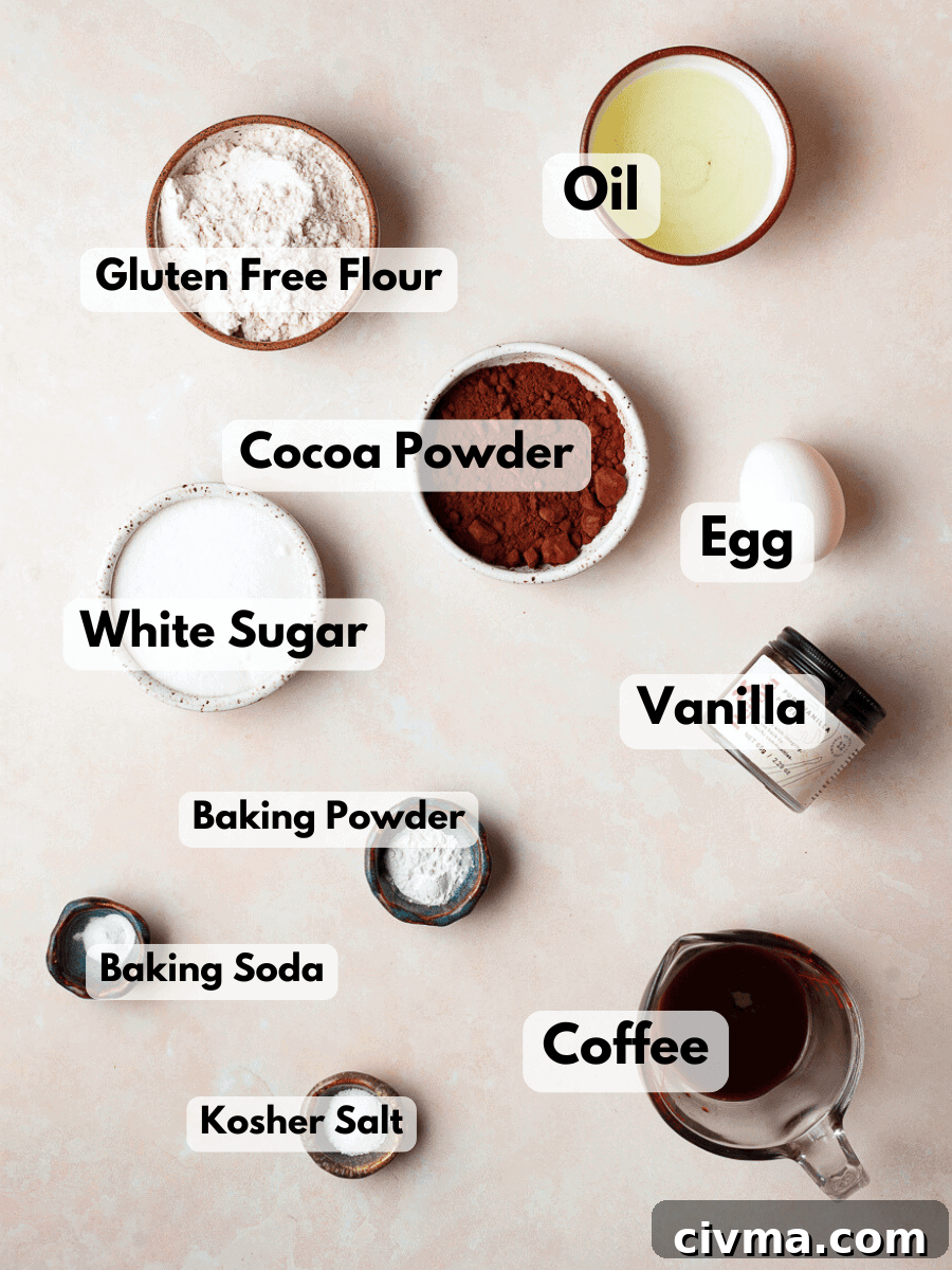 Gluten Free Air Fryer Chocolate Cake Recipe 3 a collage of ingredients needed to make a gluten free air fryer chocolate cake